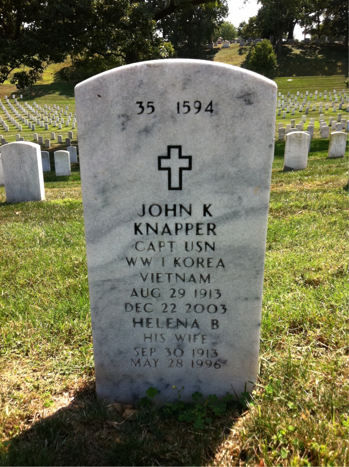 Back of headstone — John Knapper