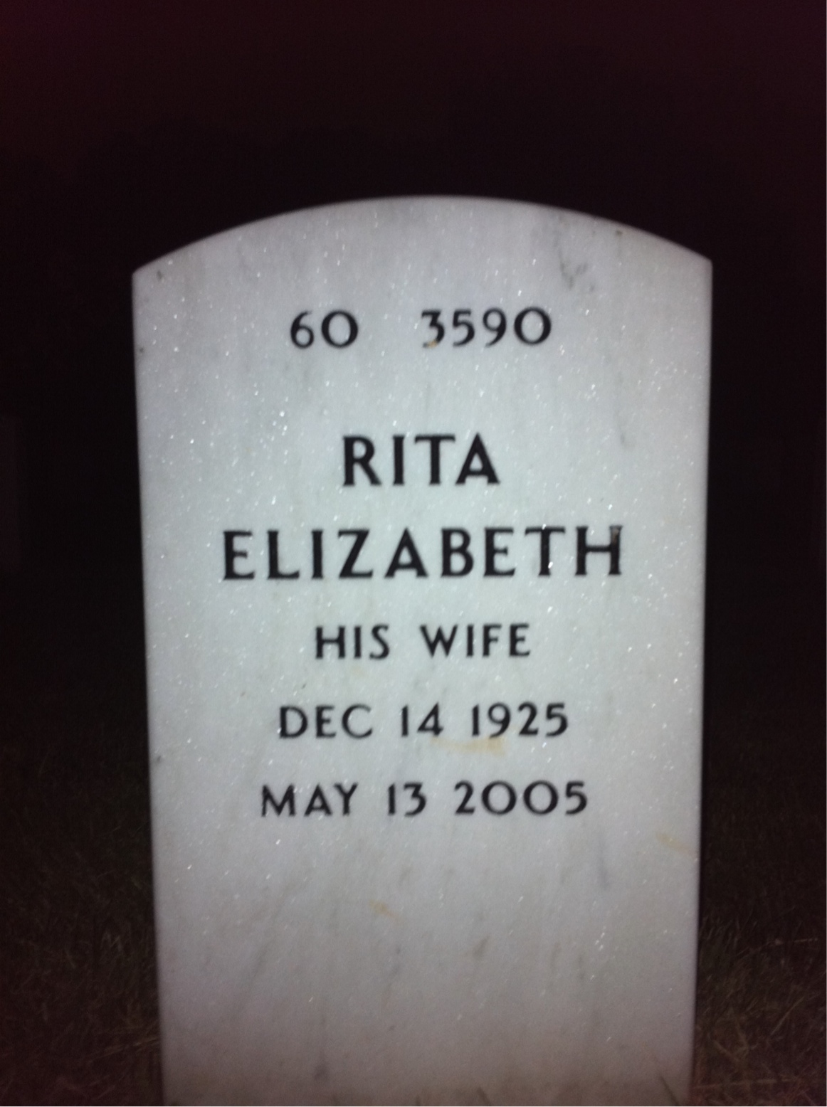 Back of headstone — Robert Baker