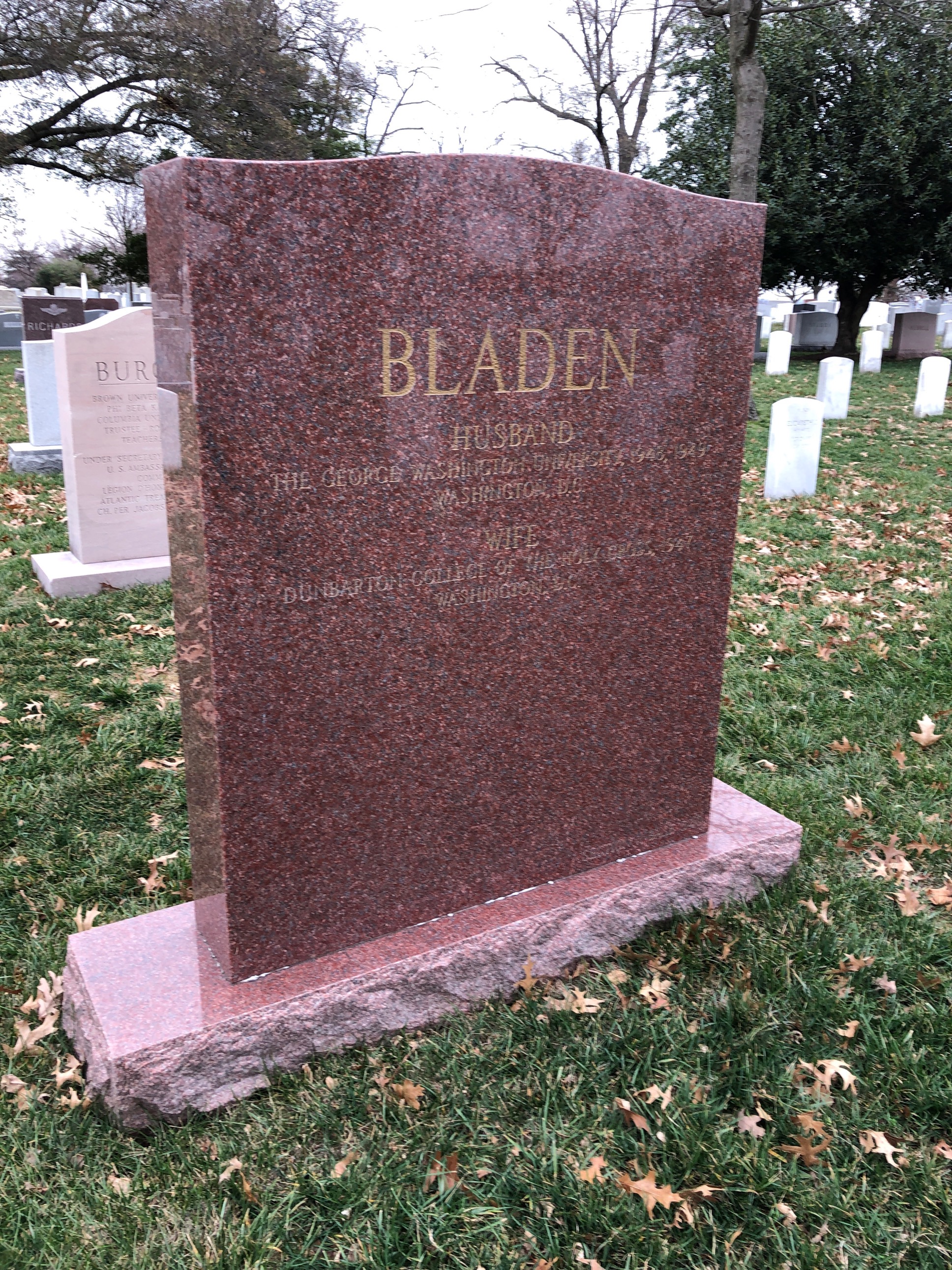 Back of headstone — John Bladen