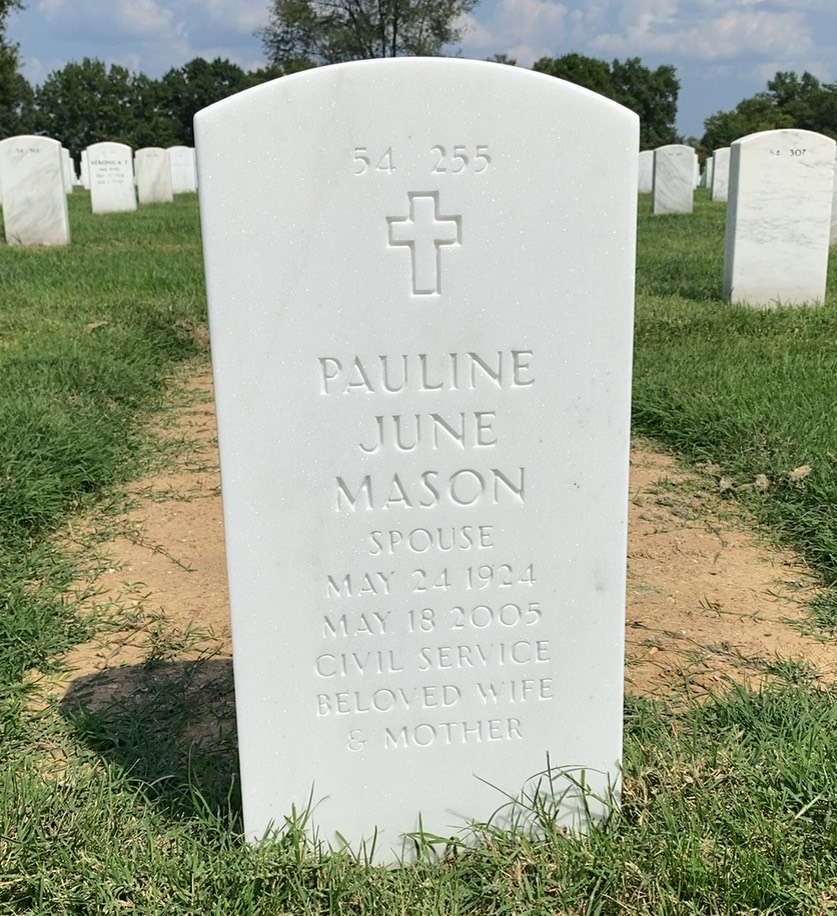 Back of headstone — Harold Mason