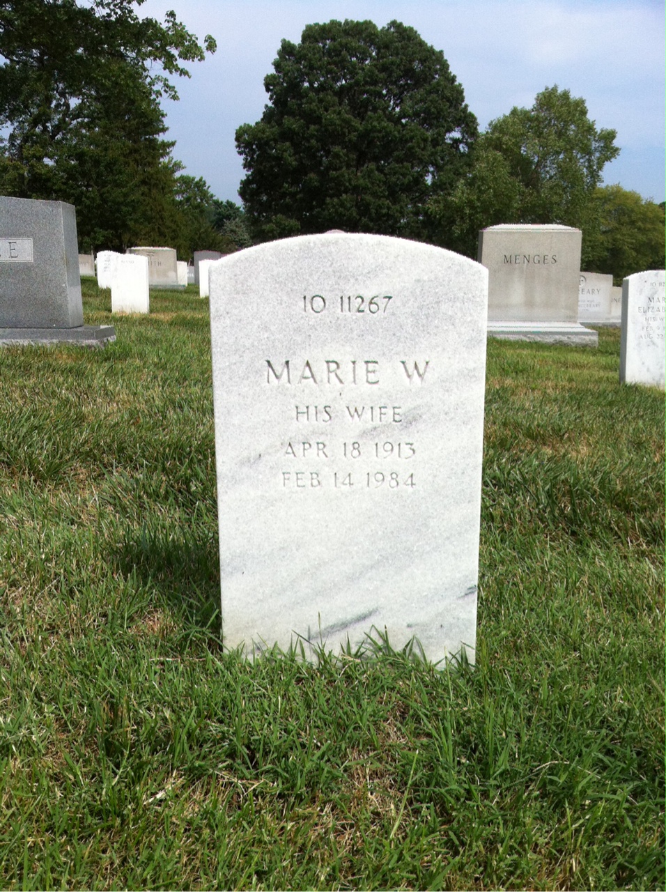 Back of headstone — John Adams