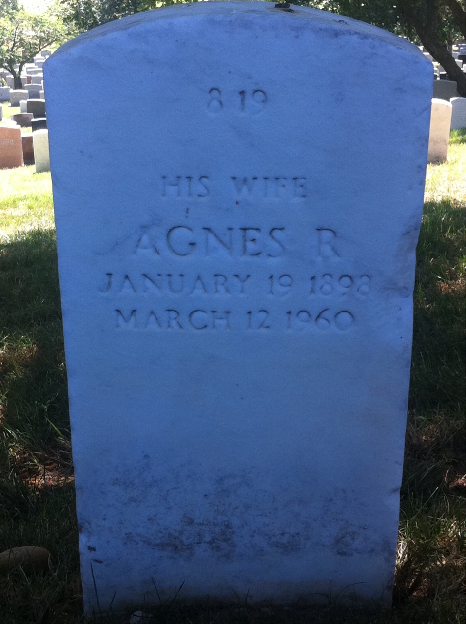 Back of headstone — Agnes Leahy