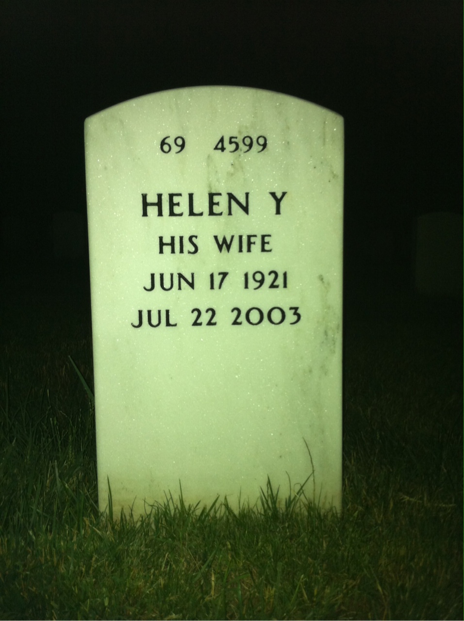 Back of headstone — Wallace Martello