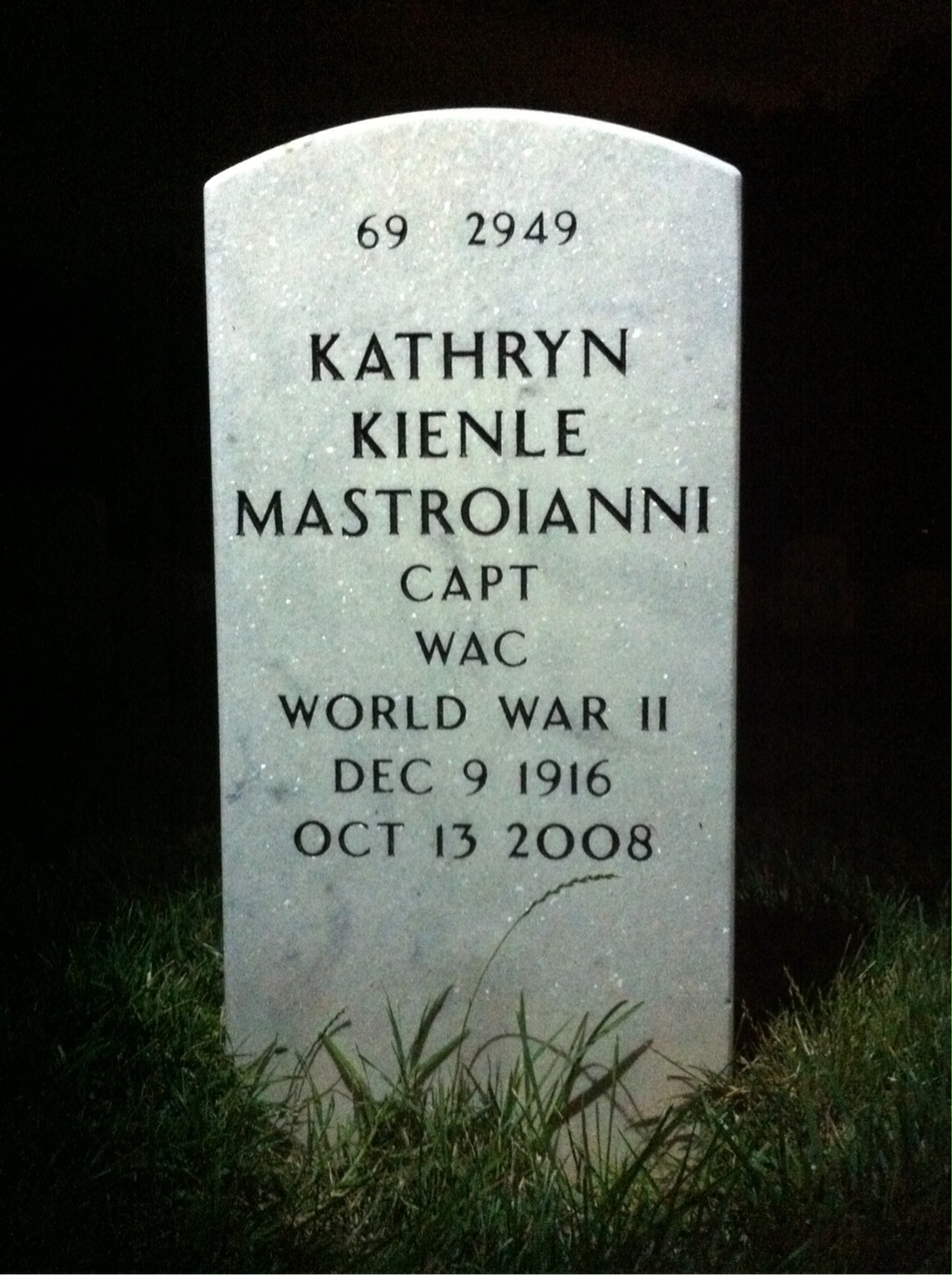 Back of headstone — Kathryn Mastroianni