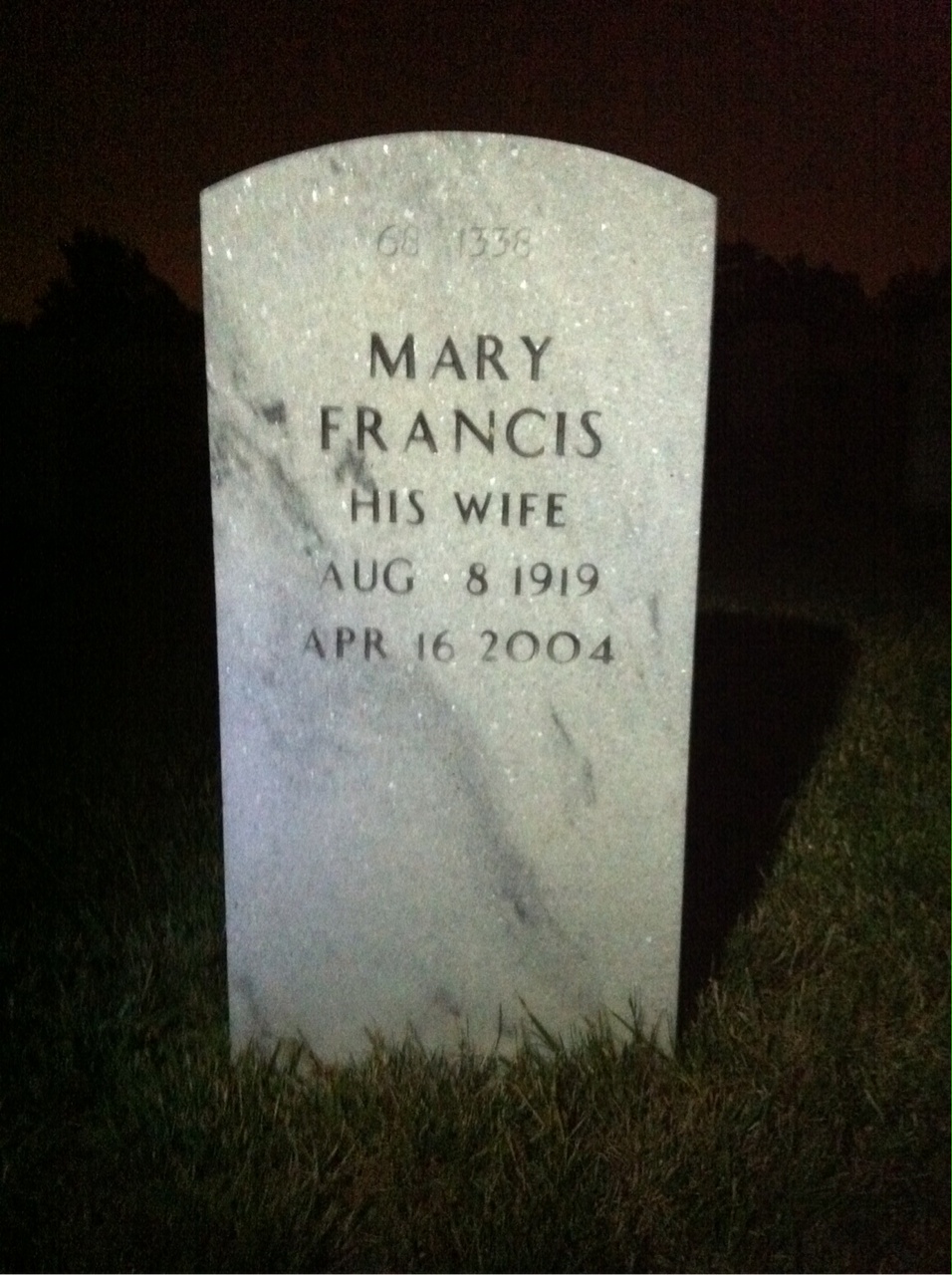 Back of headstone — Johnnie Doyle