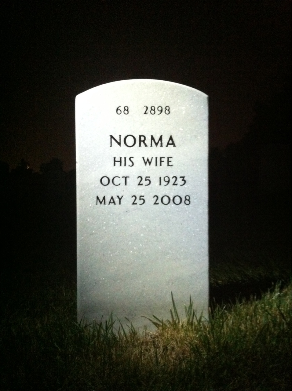 Back of headstone — Jo Morgan