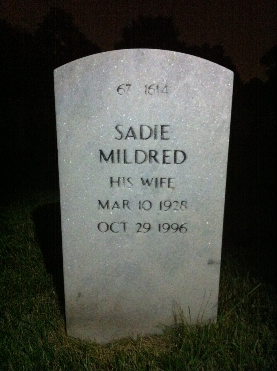 Back of headstone — Walter Jackson