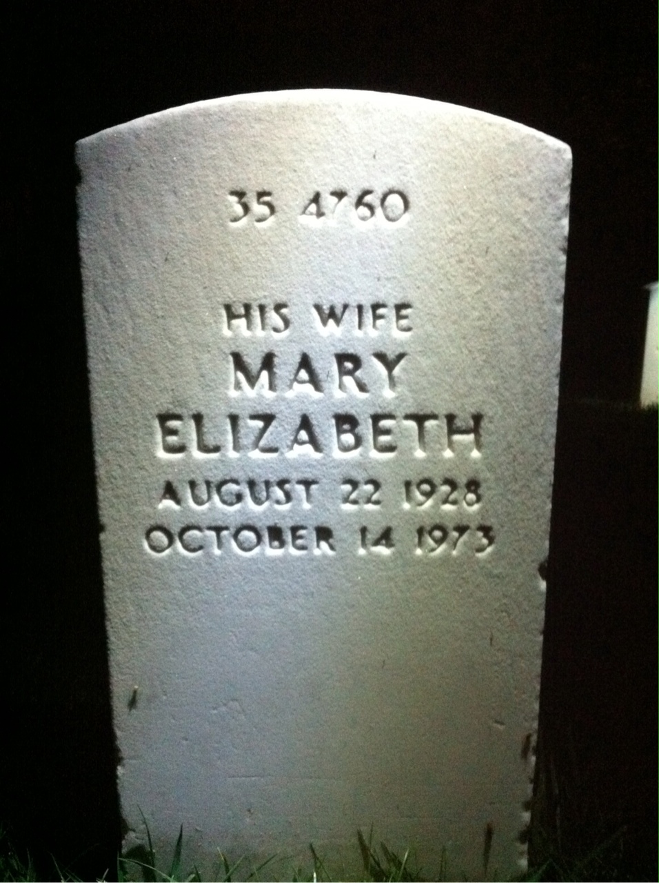 Back of headstone — Mary Avate