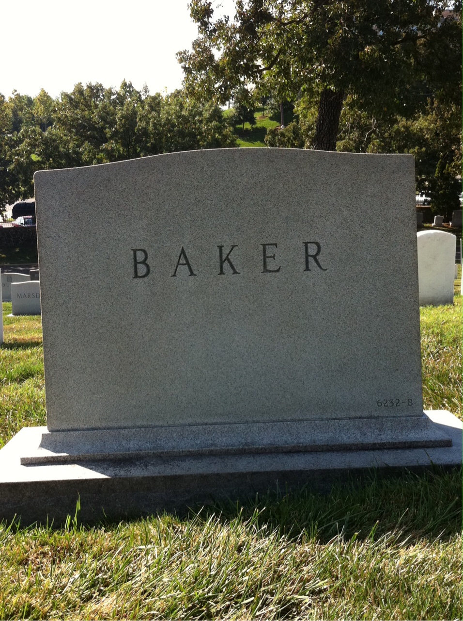 Back of headstone — Mary Baker