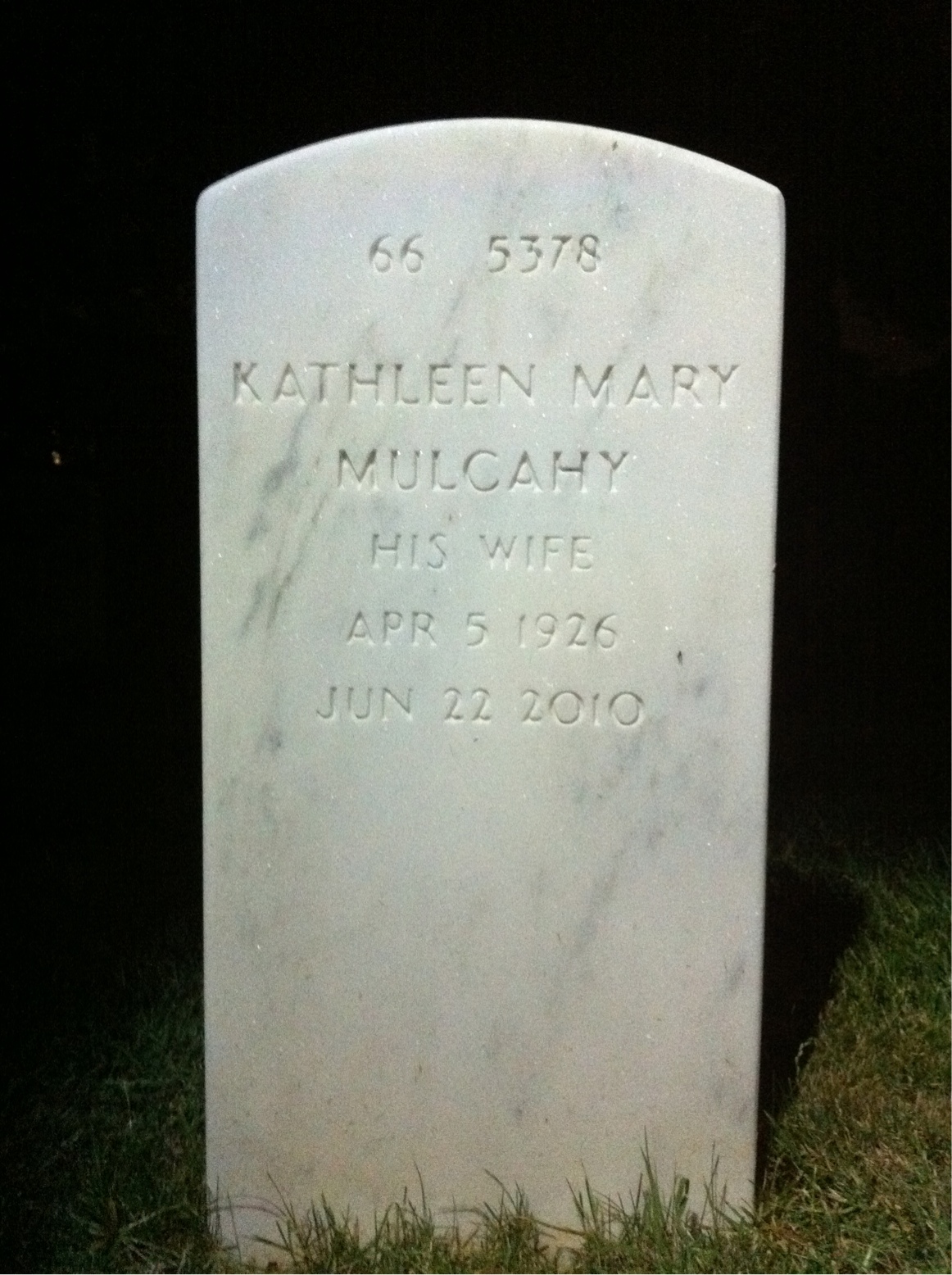 Back of headstone — Edward Cunney