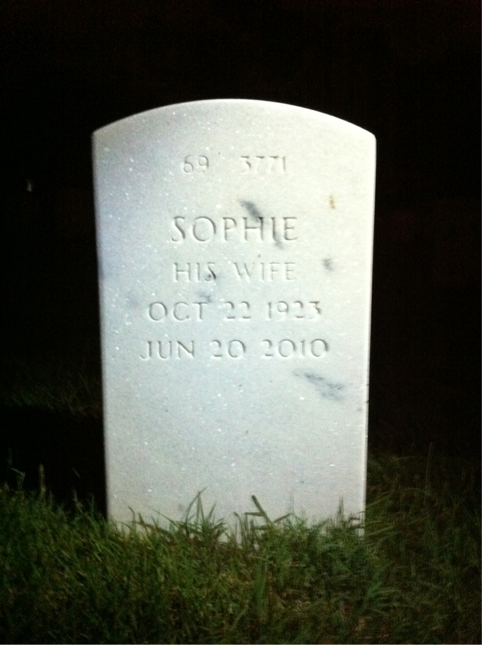 Back of headstone — Stanley Basak