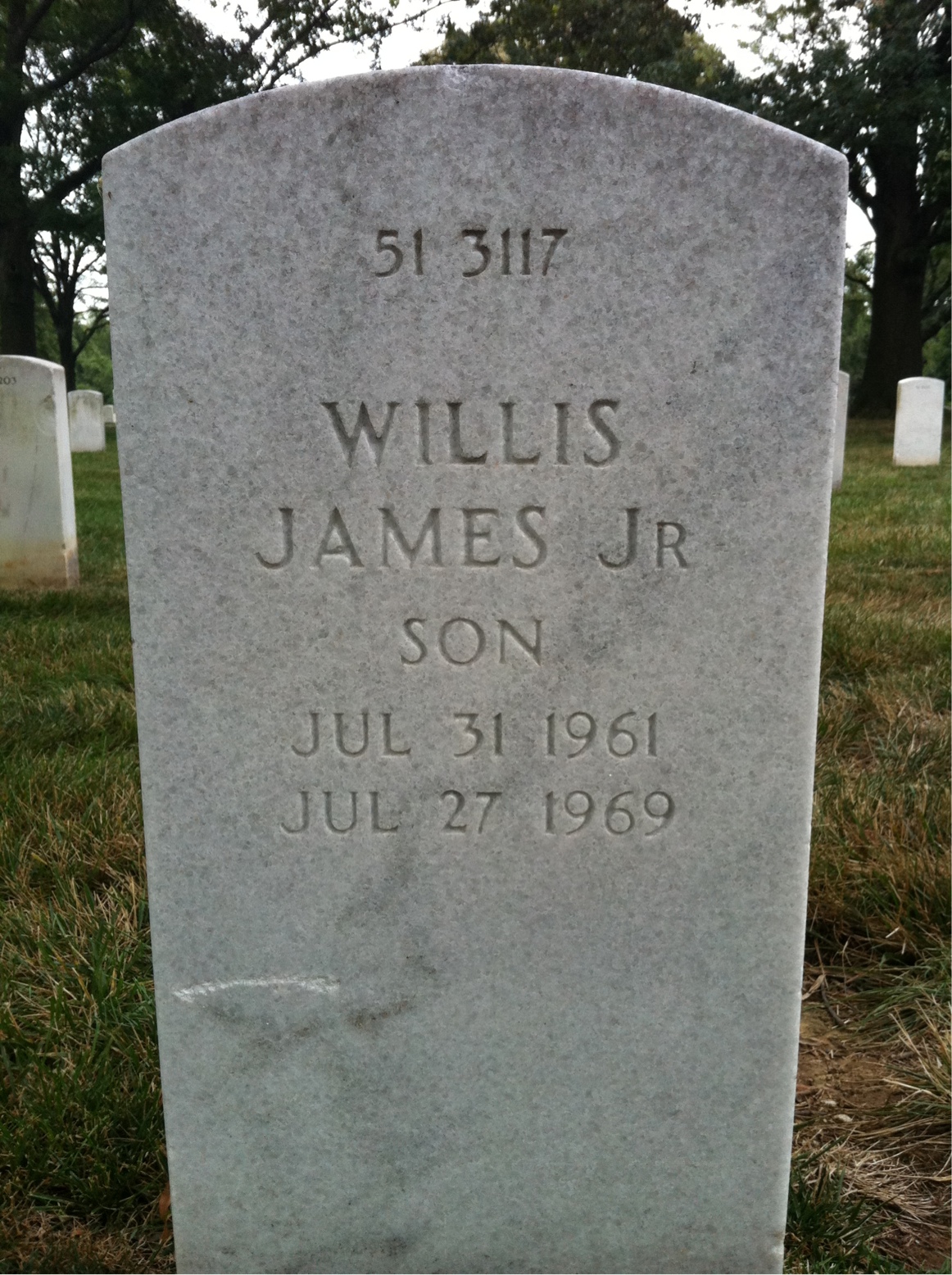 Back of headstone — Willis James Loftman