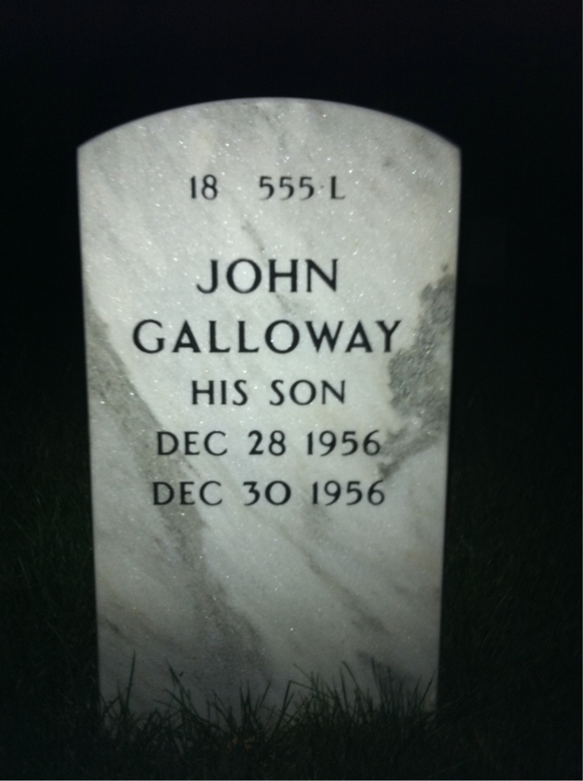 Back of headstone — David Lynn