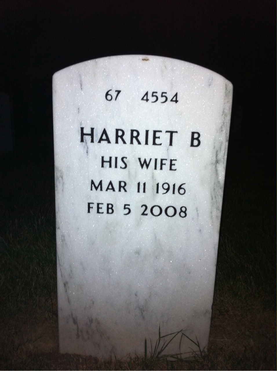 Back of headstone — Bernard Waterman