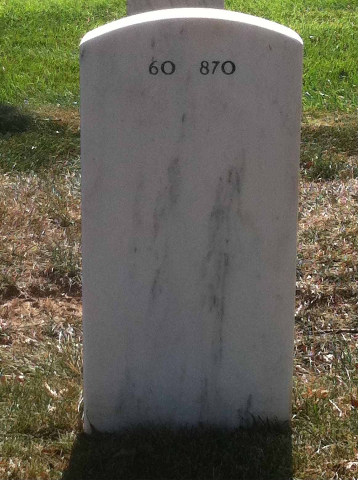 Back of headstone — John Ward