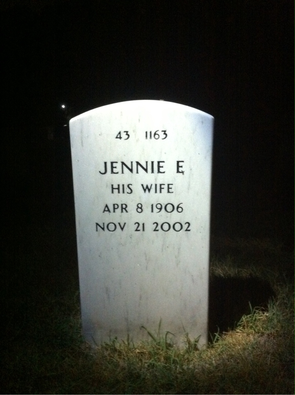 Back of headstone — Wilbur Ritter