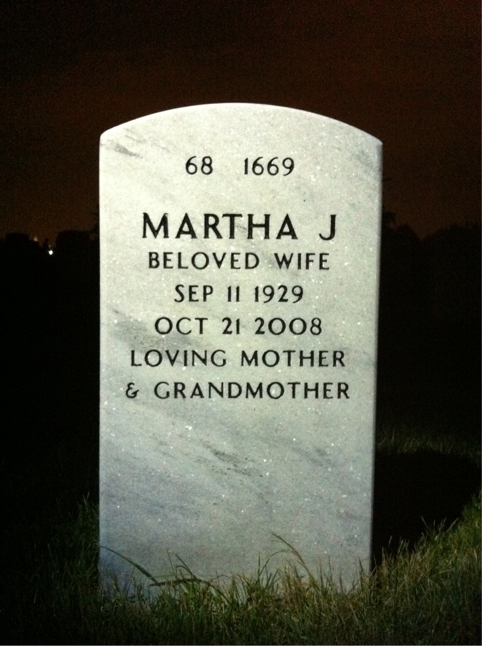 Back of headstone — Anthony Morrione