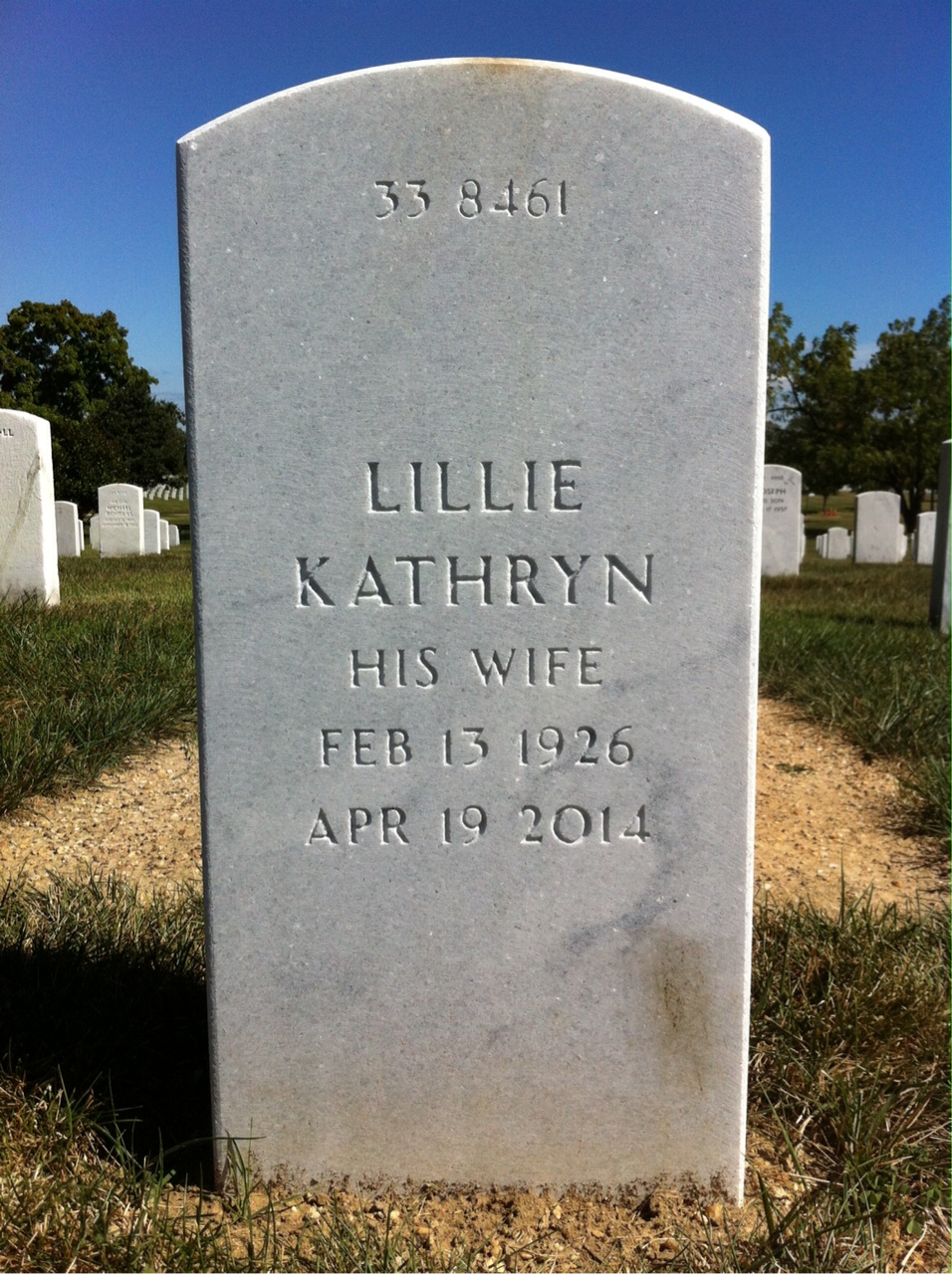 Back of headstone — Odell Milligan