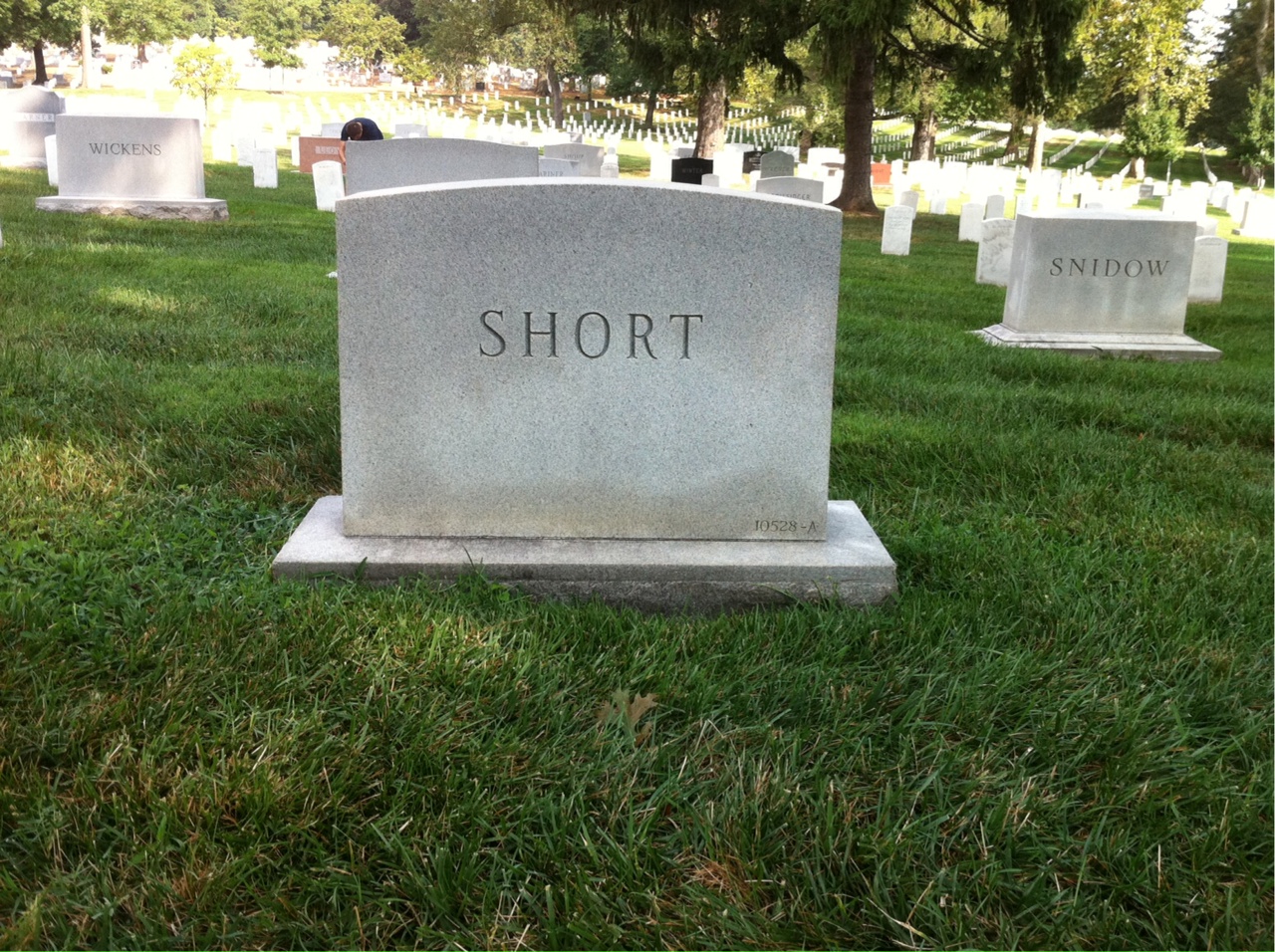 Back of headstone — William Short