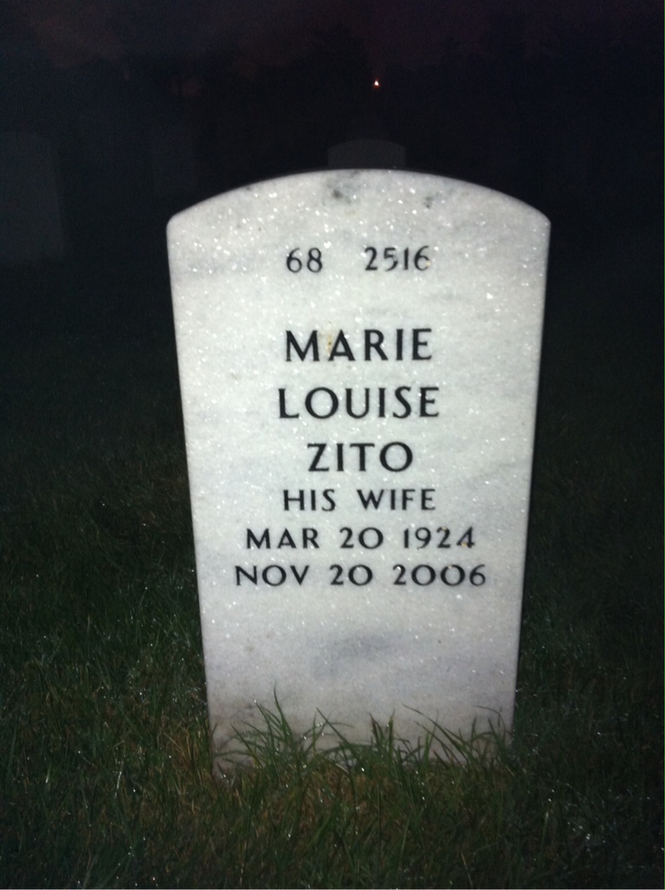 Back of headstone — Carl Colozzi