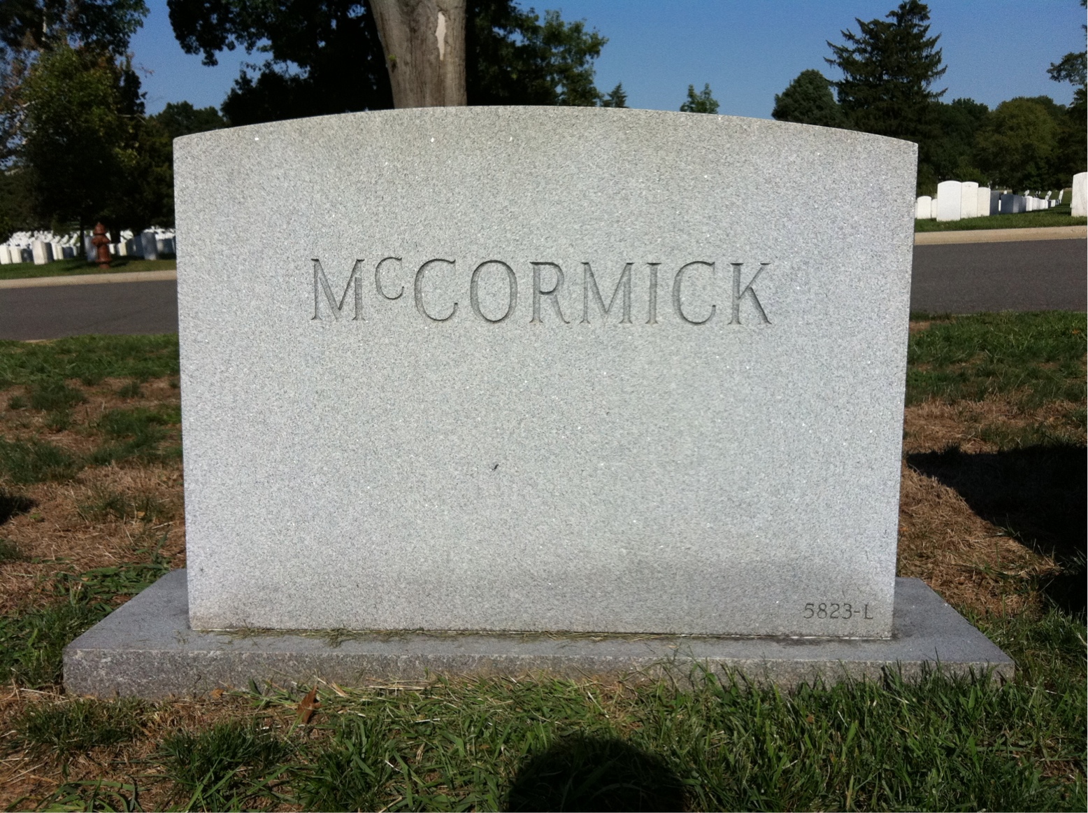 Back of headstone — William Mccormick