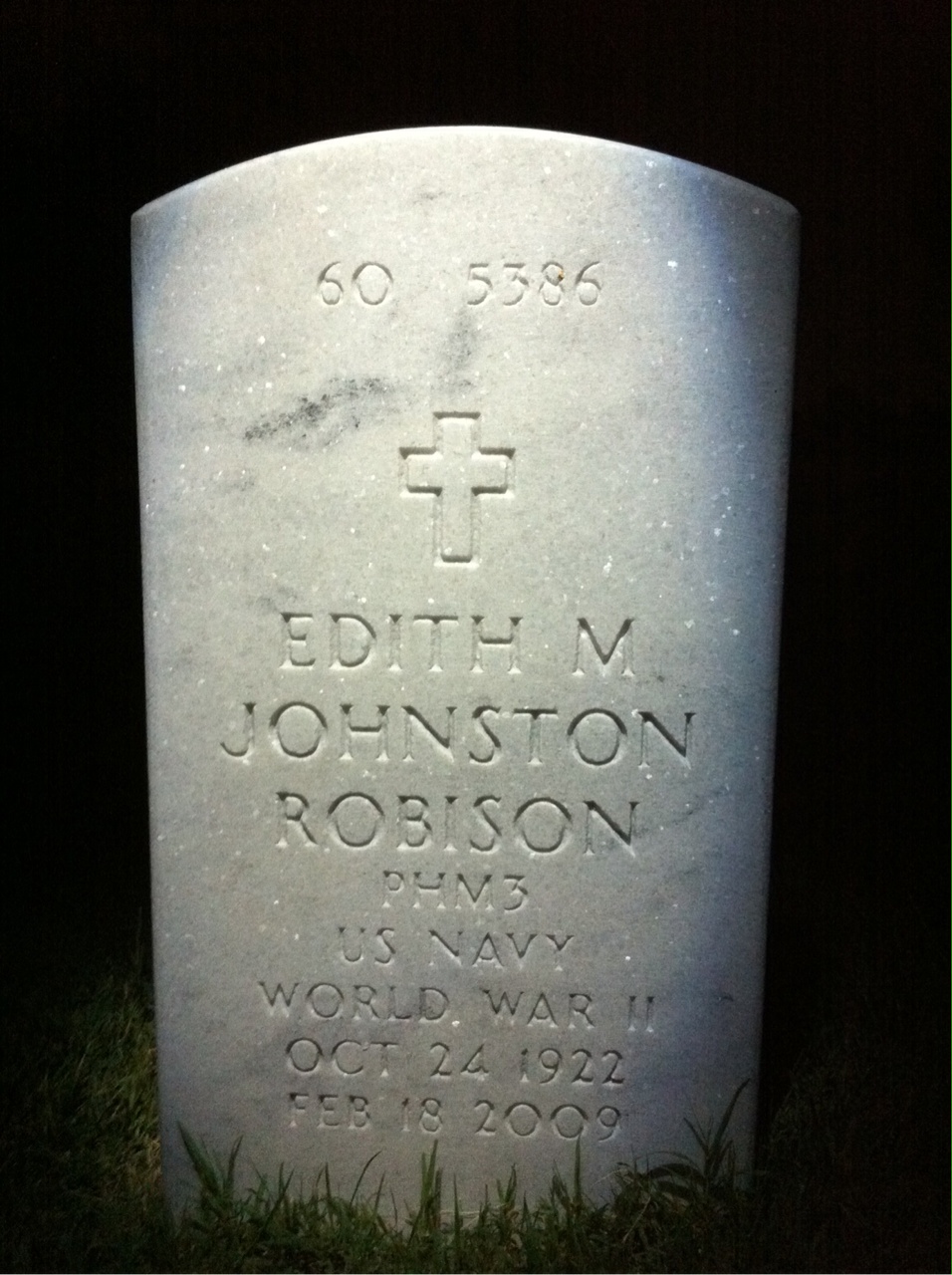 Back of headstone — Edith Robison
