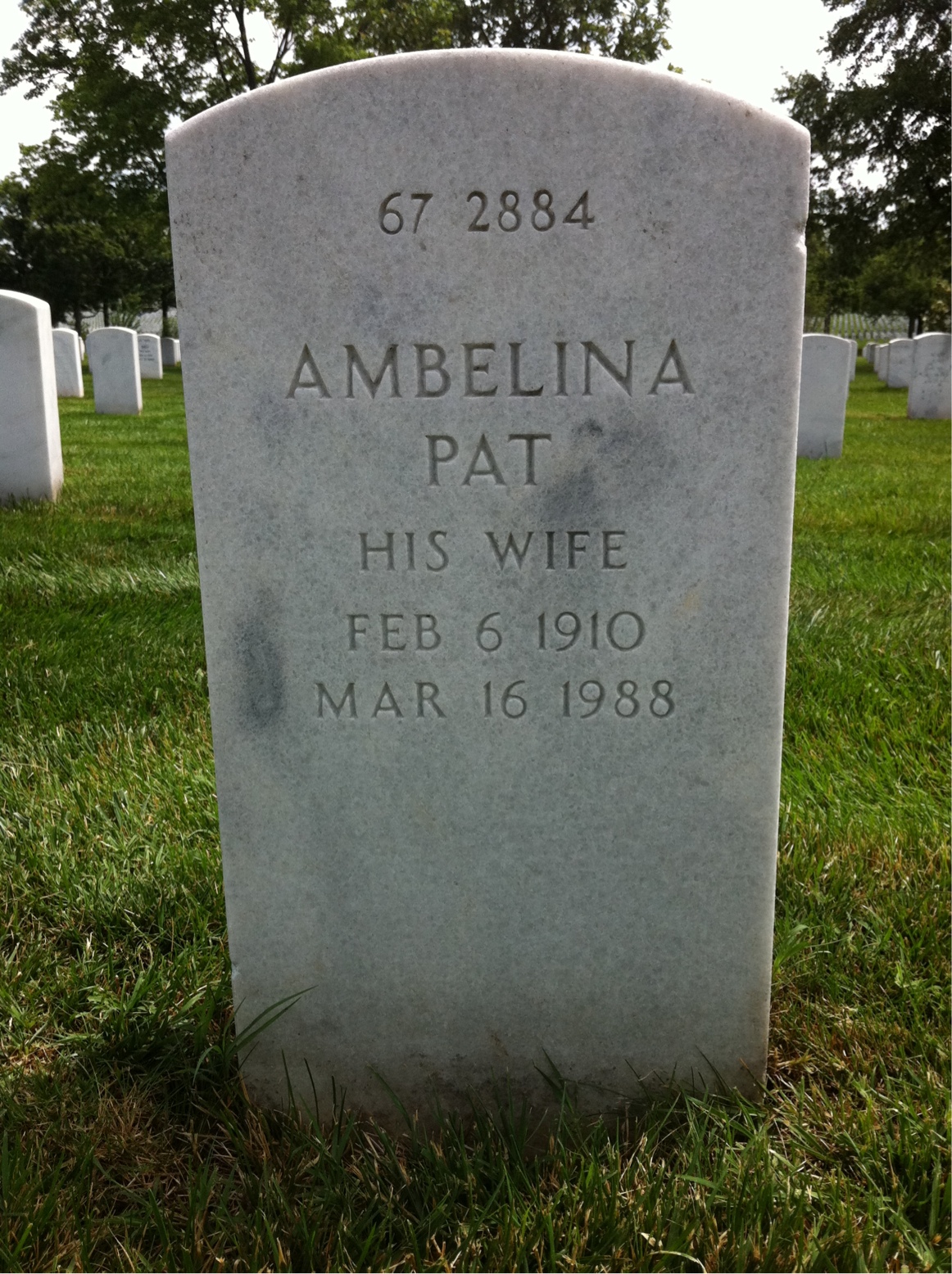 Back of headstone — Ambelina Sawyer