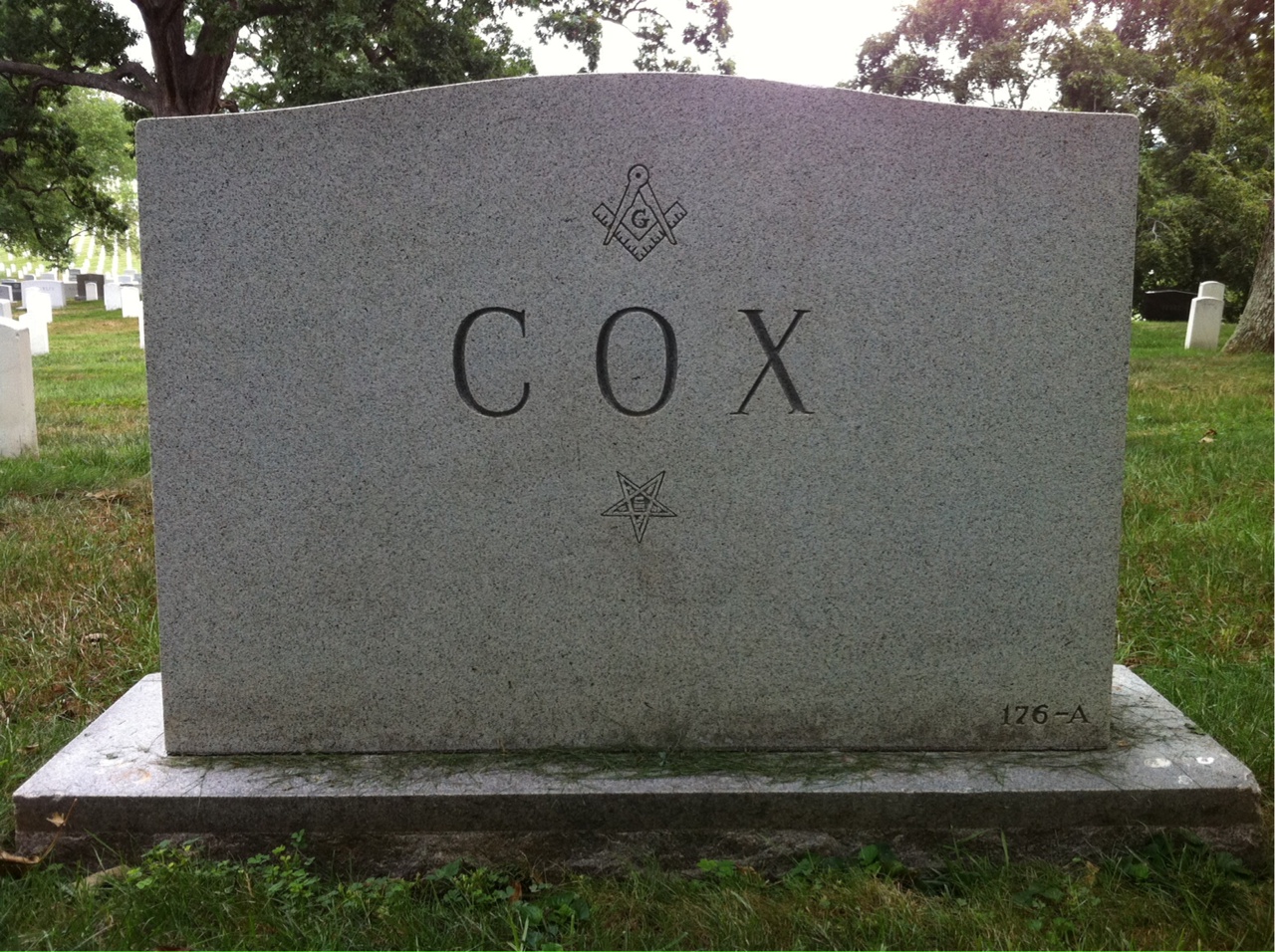 Back of headstone — Edward Cox