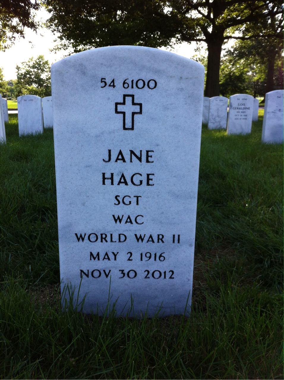 Back of headstone — Maxwell Hage