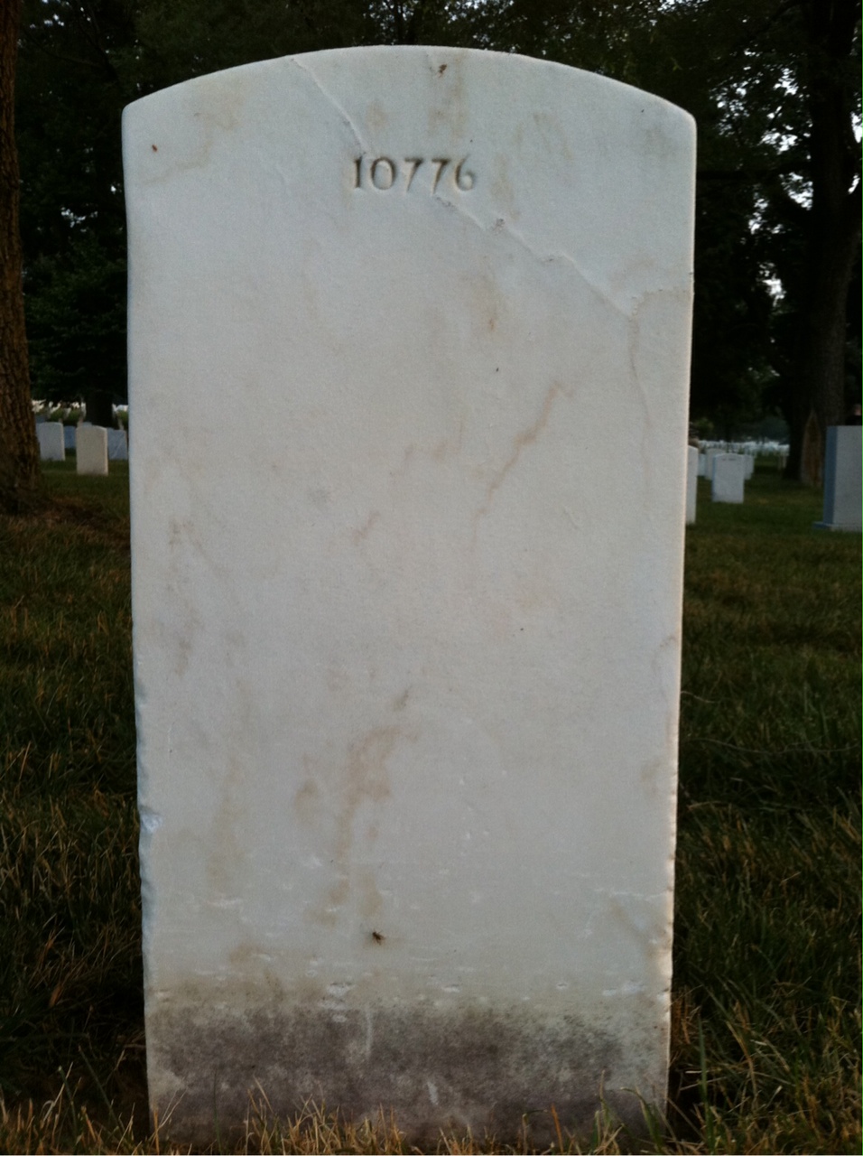 Back of headstone — Washington Adams
