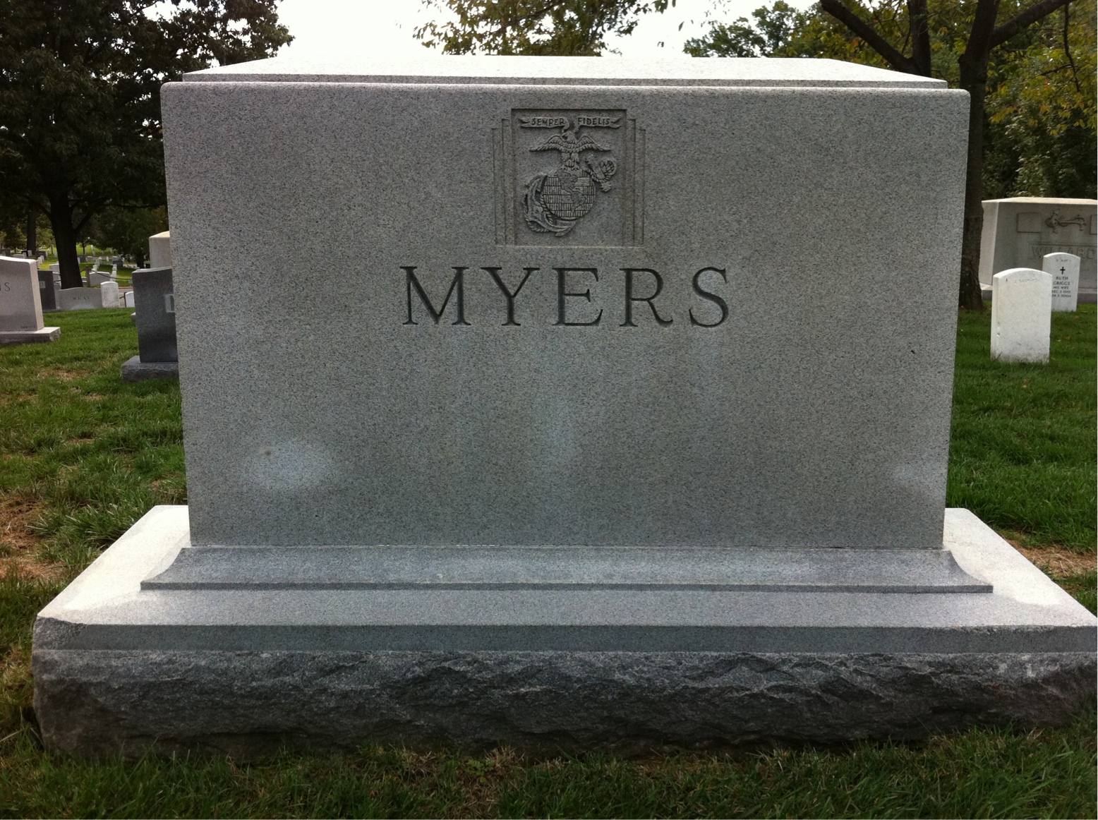 Back of headstone — John Myers