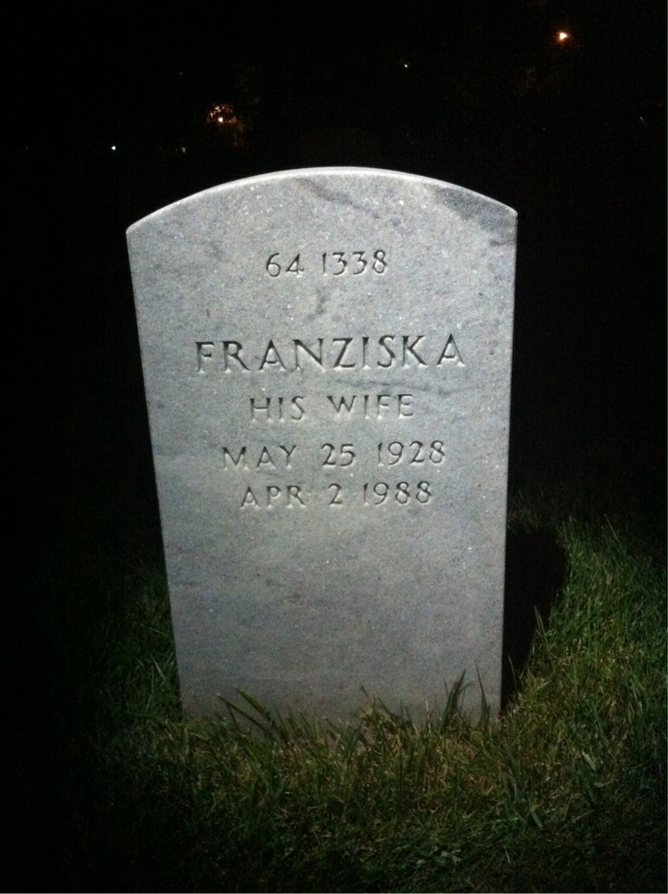 Back of headstone — Alfred Block