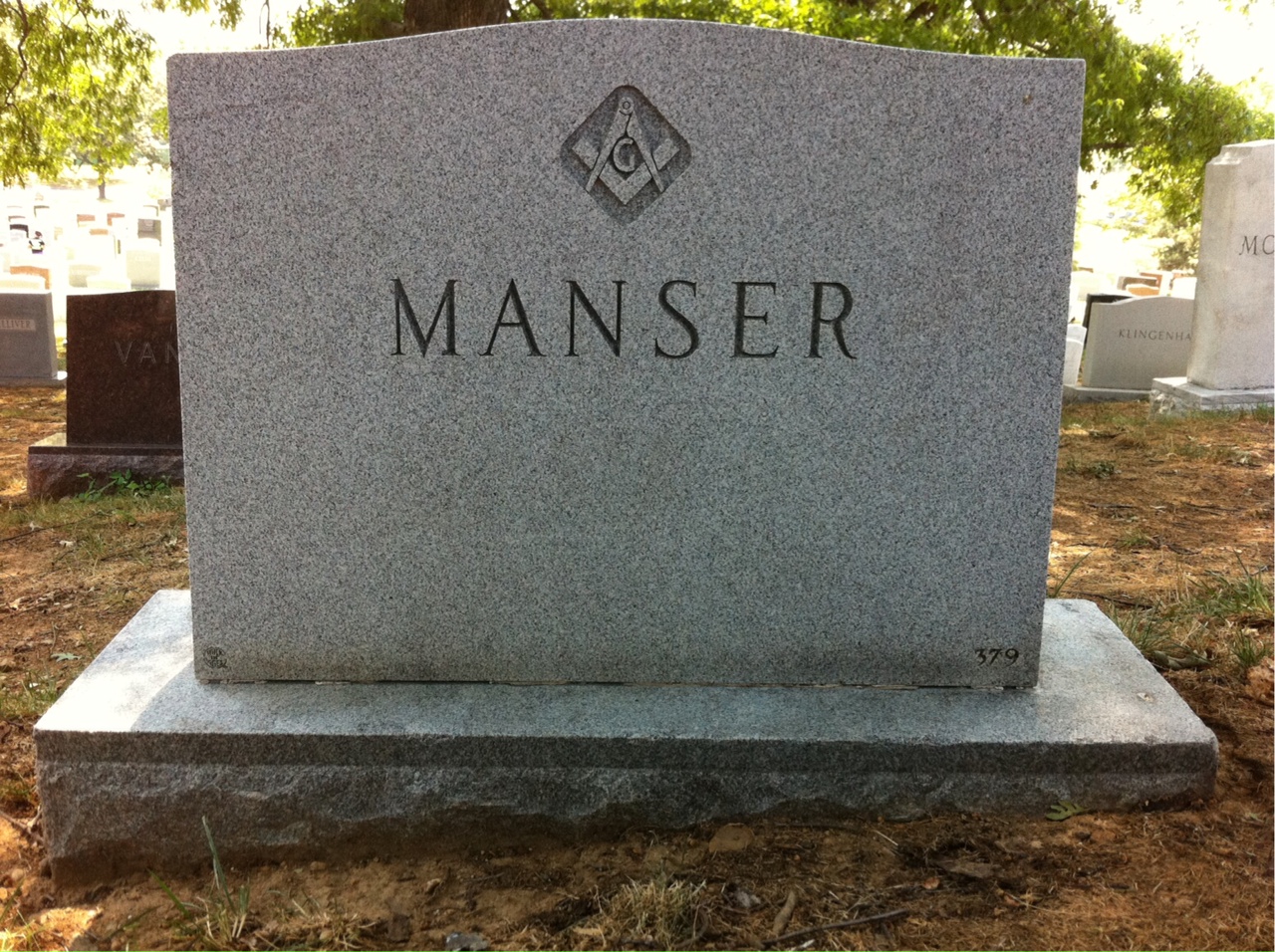 Back of headstone — Harry Manser