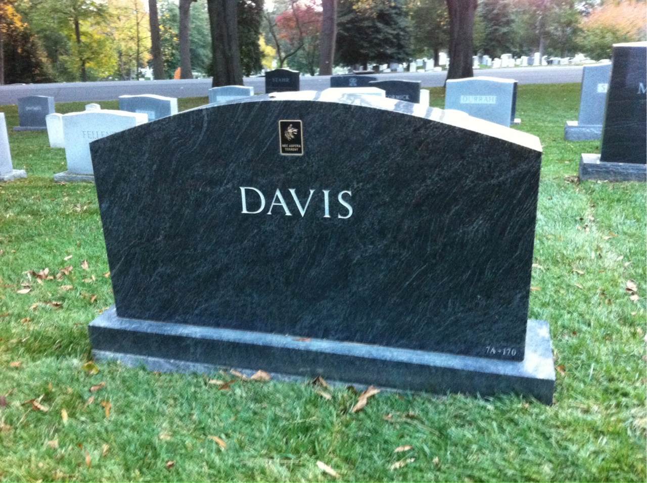 Back of headstone — John B Davis