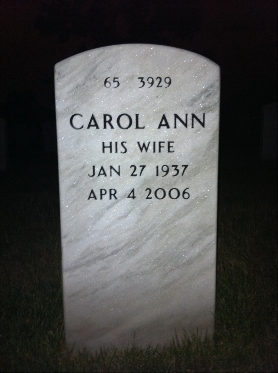 Back of headstone — Charles Williams
