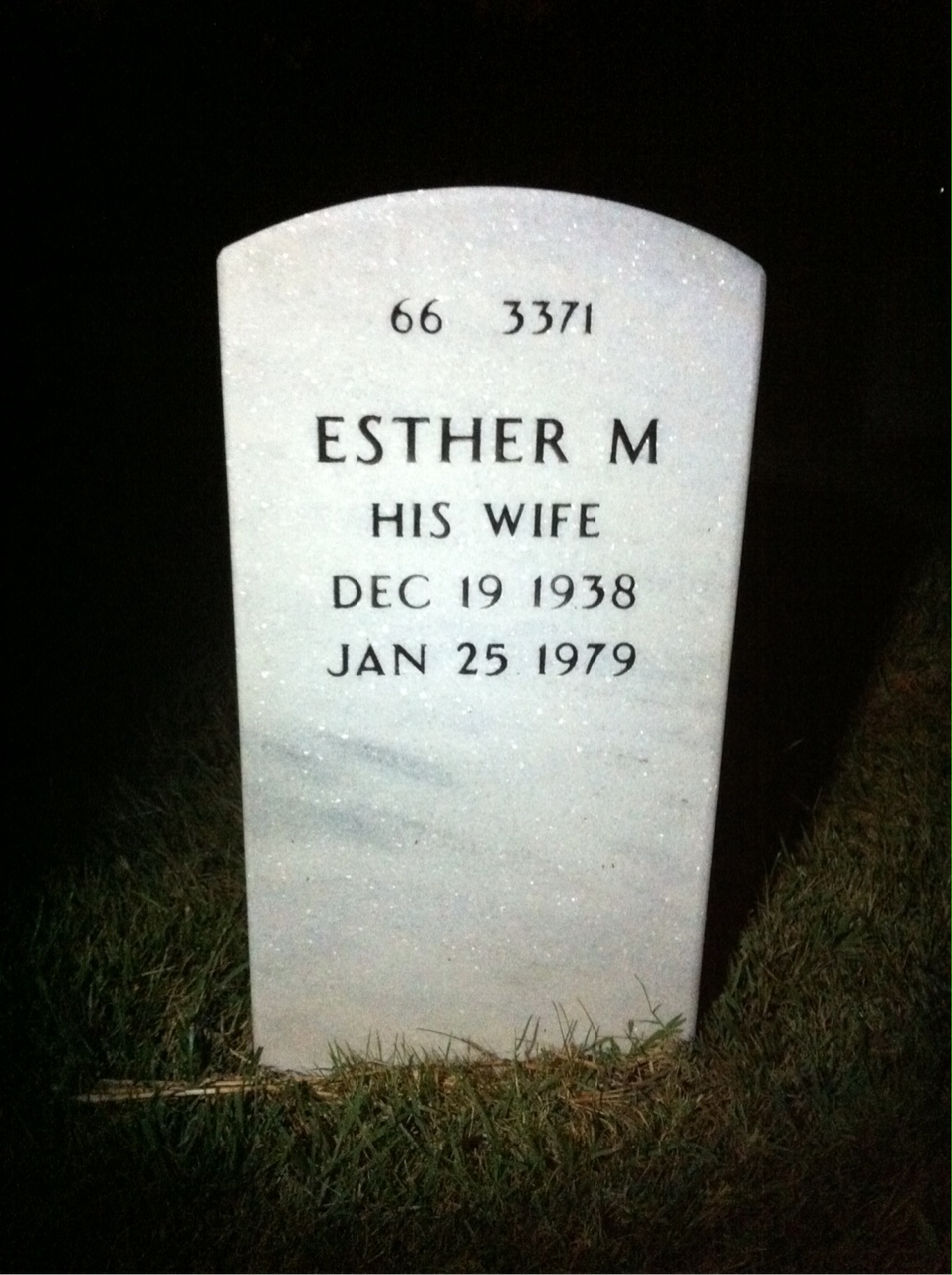 Back of headstone — James White