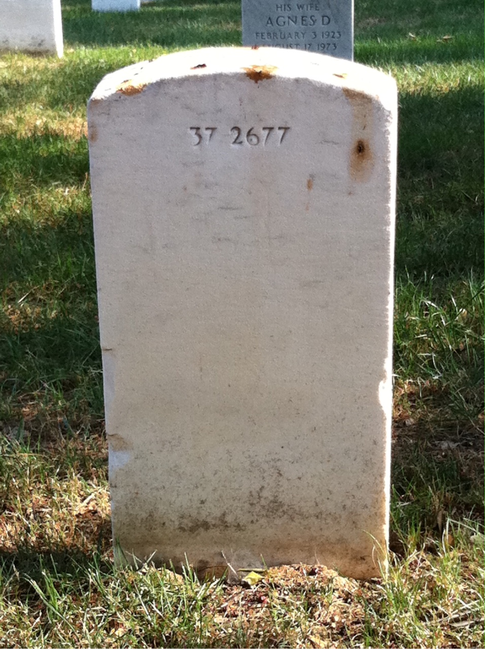 Back of headstone — Joseph Baggett