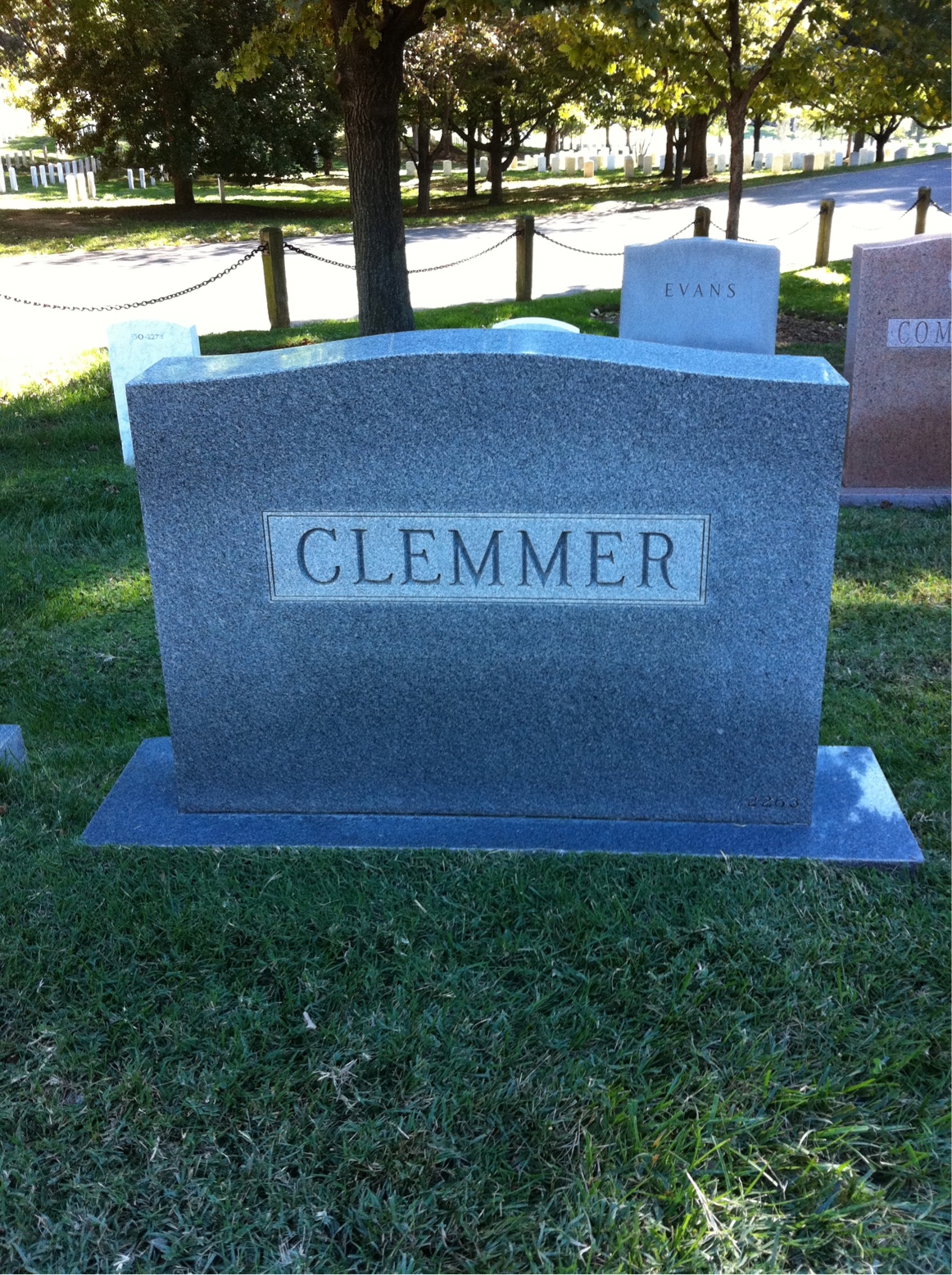 Back of headstone — Lewis Clemmer