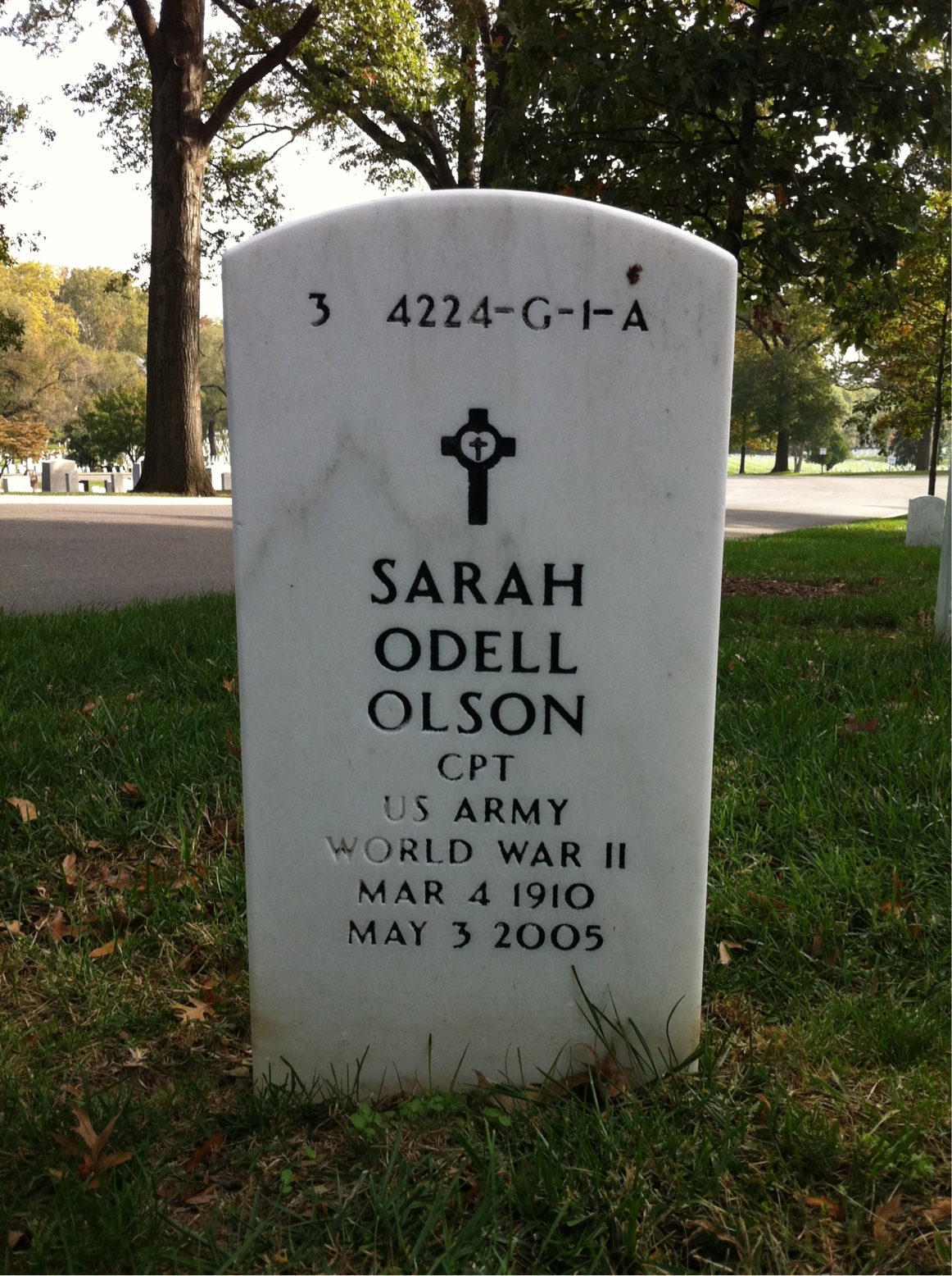 Back of headstone — Clarence Olson