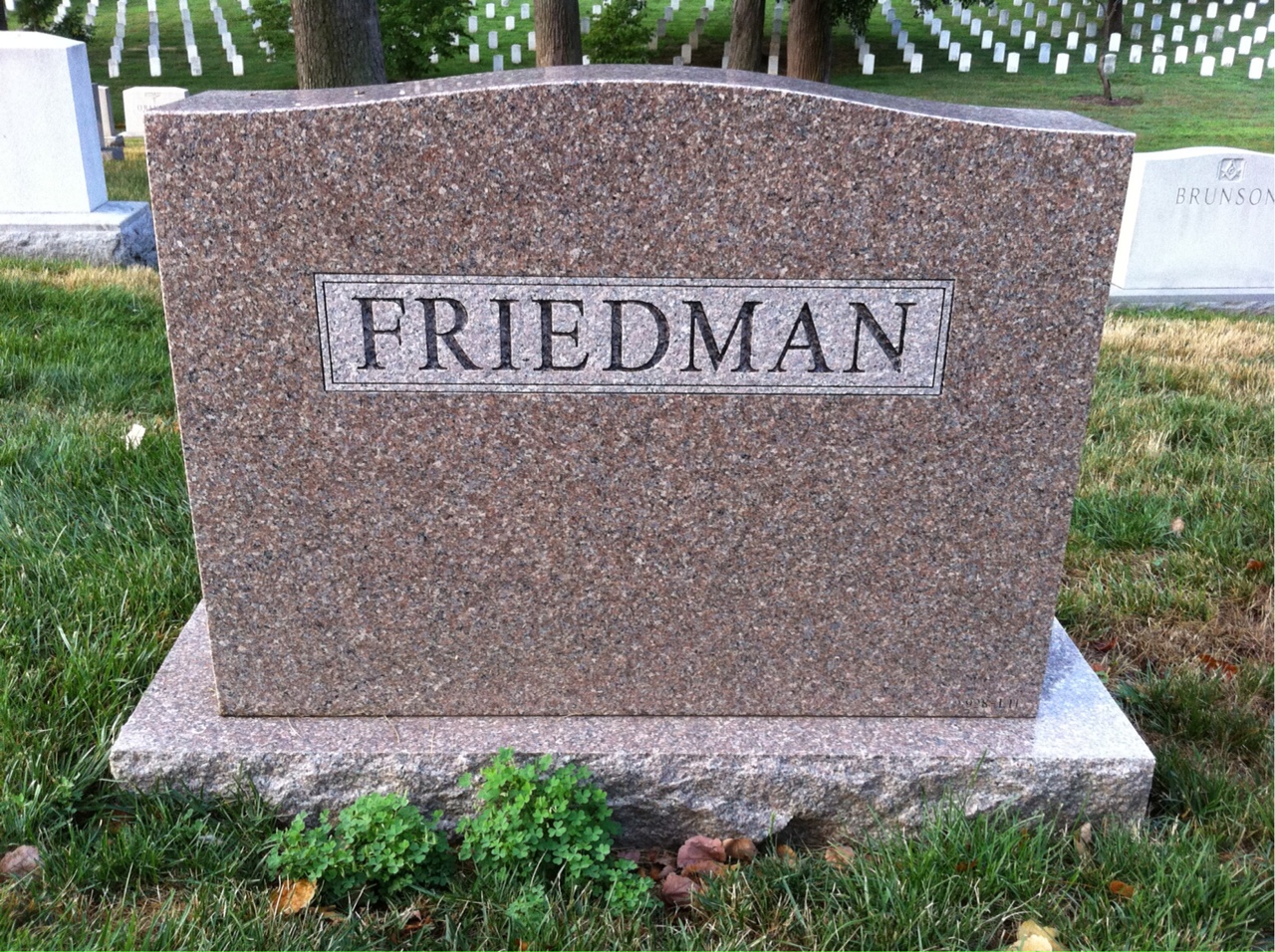 Back of headstone — Stanley Friedman
