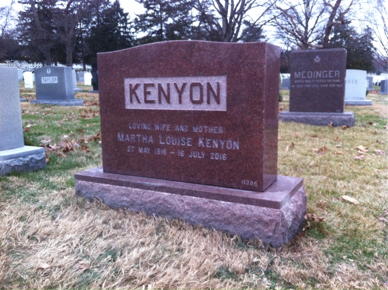 Back of headstone — Albert Kenyon