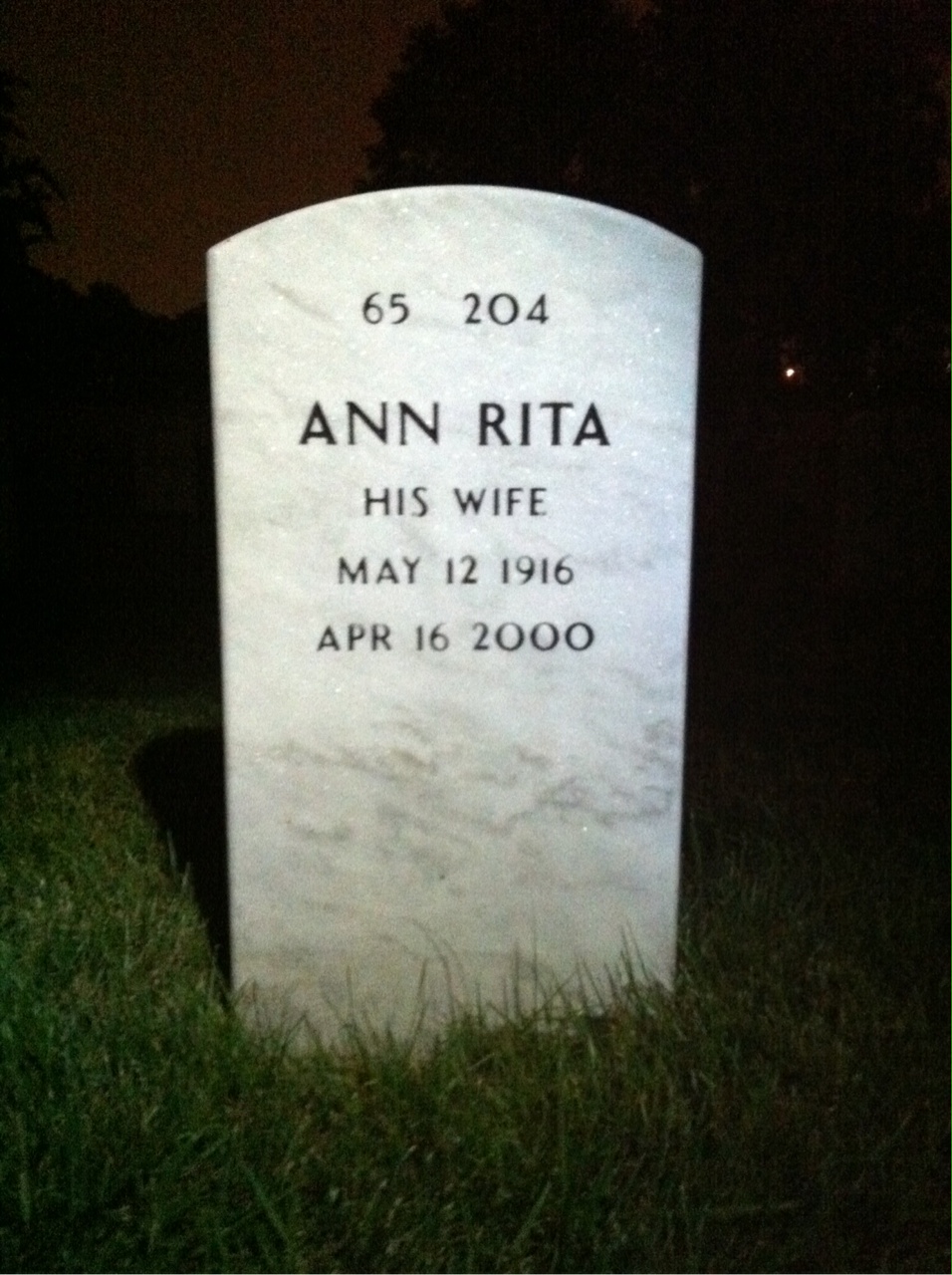 Back of headstone — Anthony Roscoe
