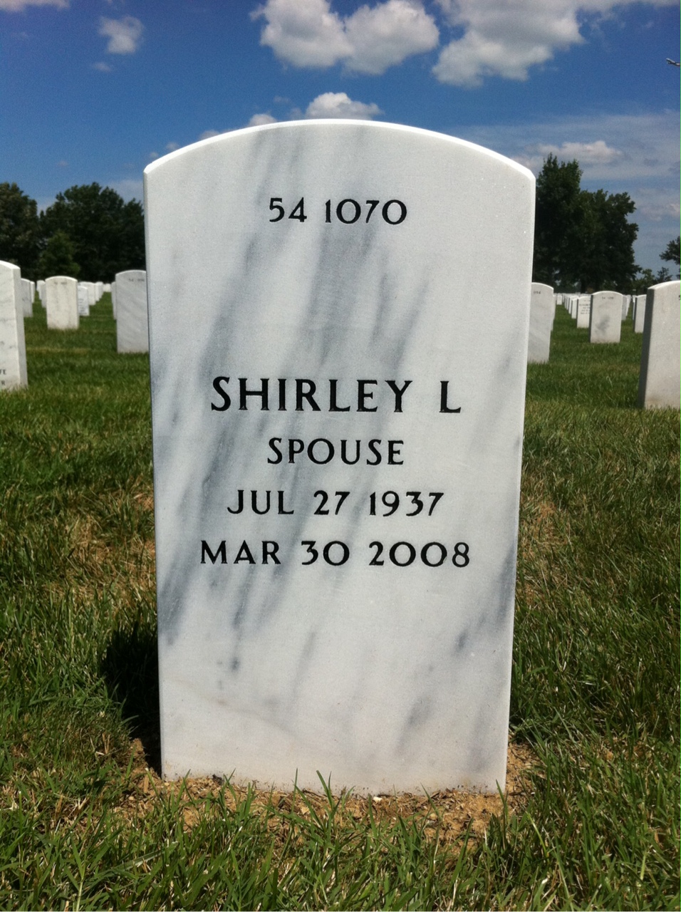 Back of headstone — Johnny Johnson