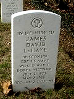 Back of headstone — James David Lahaye