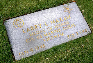 Back of headstone — Larry Leonard Maxam