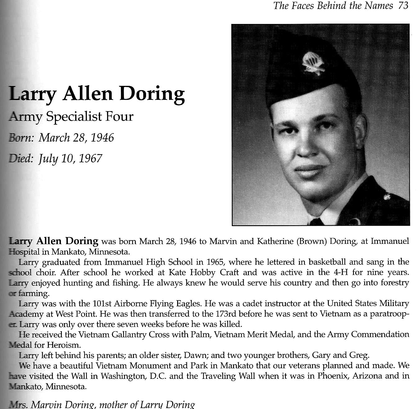 Headstone of Larry Allen Doring