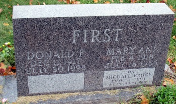 Headstone of Michael Bruce First