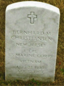 Back of headstone — Bernhard M Christiansen