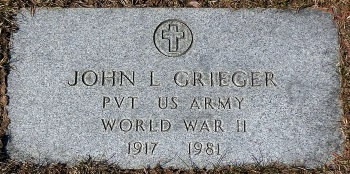 Back of headstone — Donald Leonard Grieger