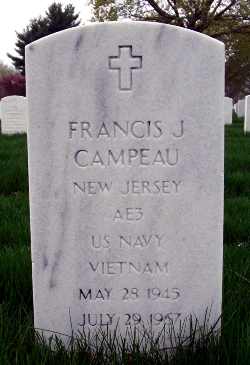 Back of headstone — Francis Campeau